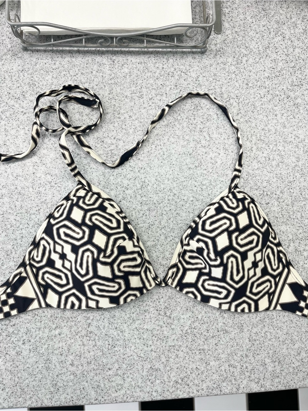 Small bikini top bathing suit string black white